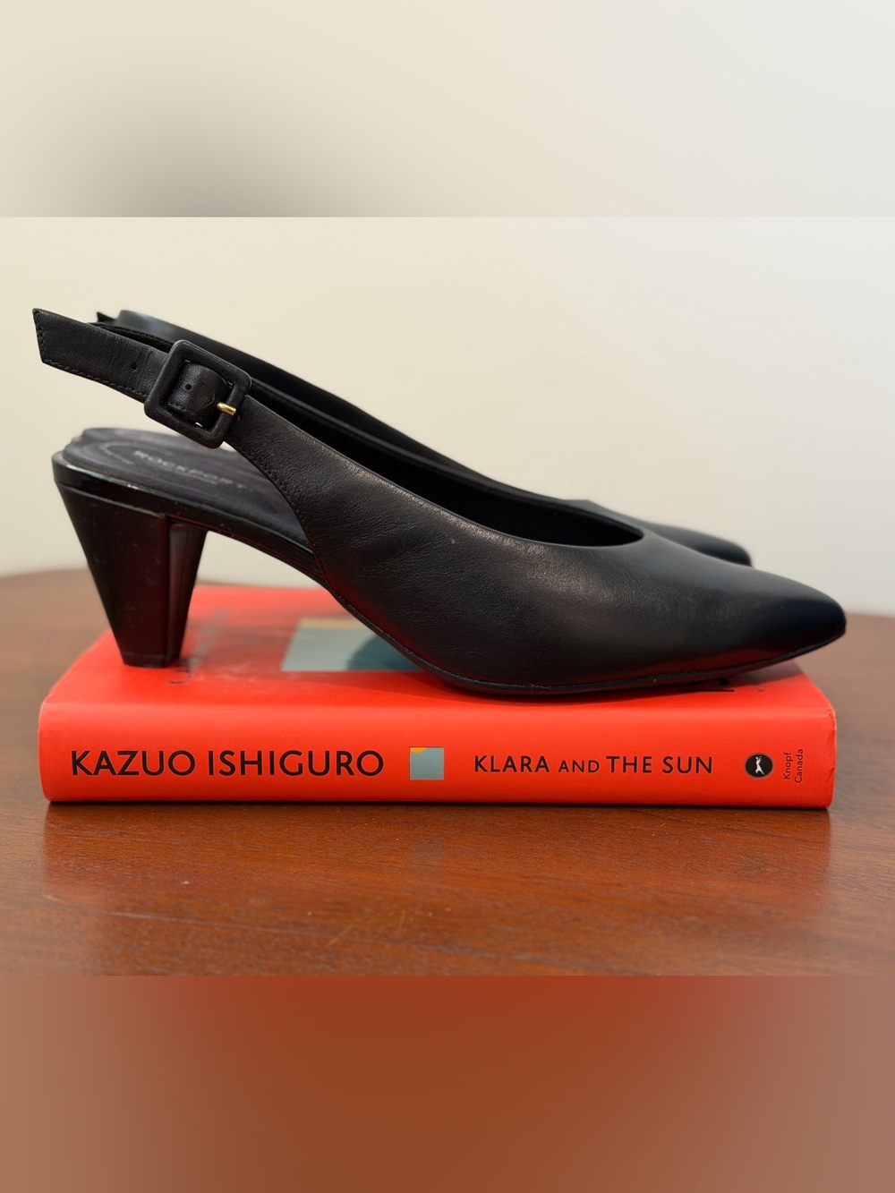 Rockport | Black Leather Slingback Heels
